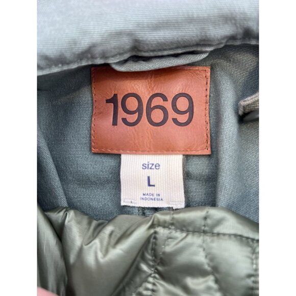 Vintage Y2K Gap 1969 army green utility parka jacket removable quilted liner L - Picture 7 of 16